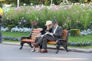 Russian Old Couple on Bench